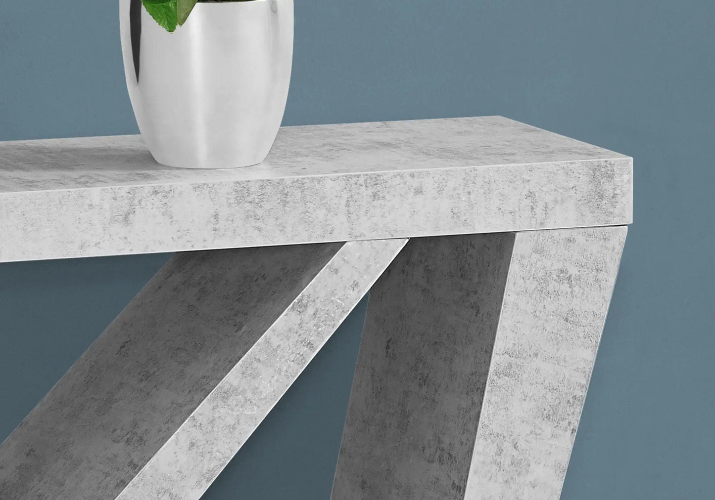Accent Console Table in concrete gray with geometric cross legs by Unique Piece Furniture on Tampa Home & Garden Store