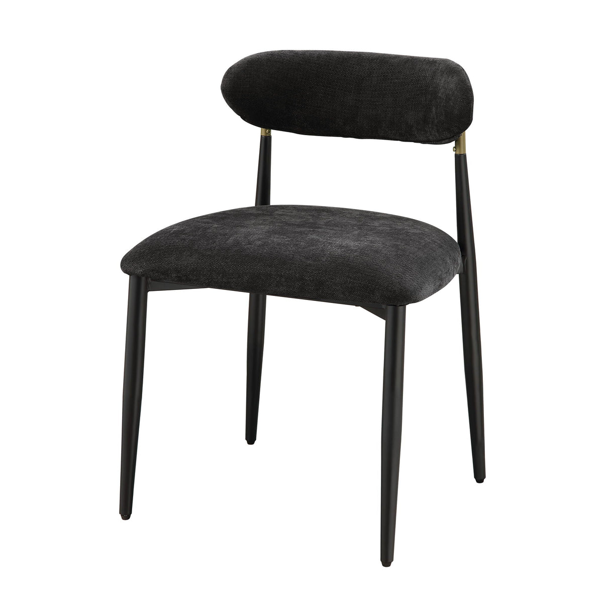 HouseOfZazla side chair set with black padded seat and back, metal frame with gold connectors on Tampa Home & Garden Store