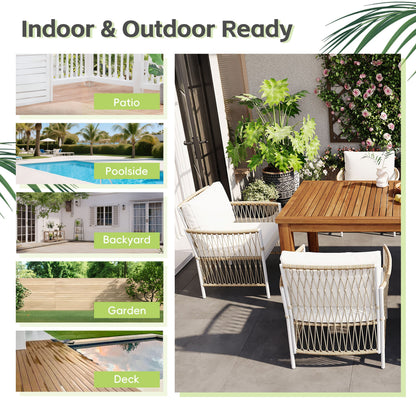 TOPMAX Patio 5pcs wooden dining set with woven rattan chairs on a deck by HouseOfZazla on Tampa Home & Garden Store