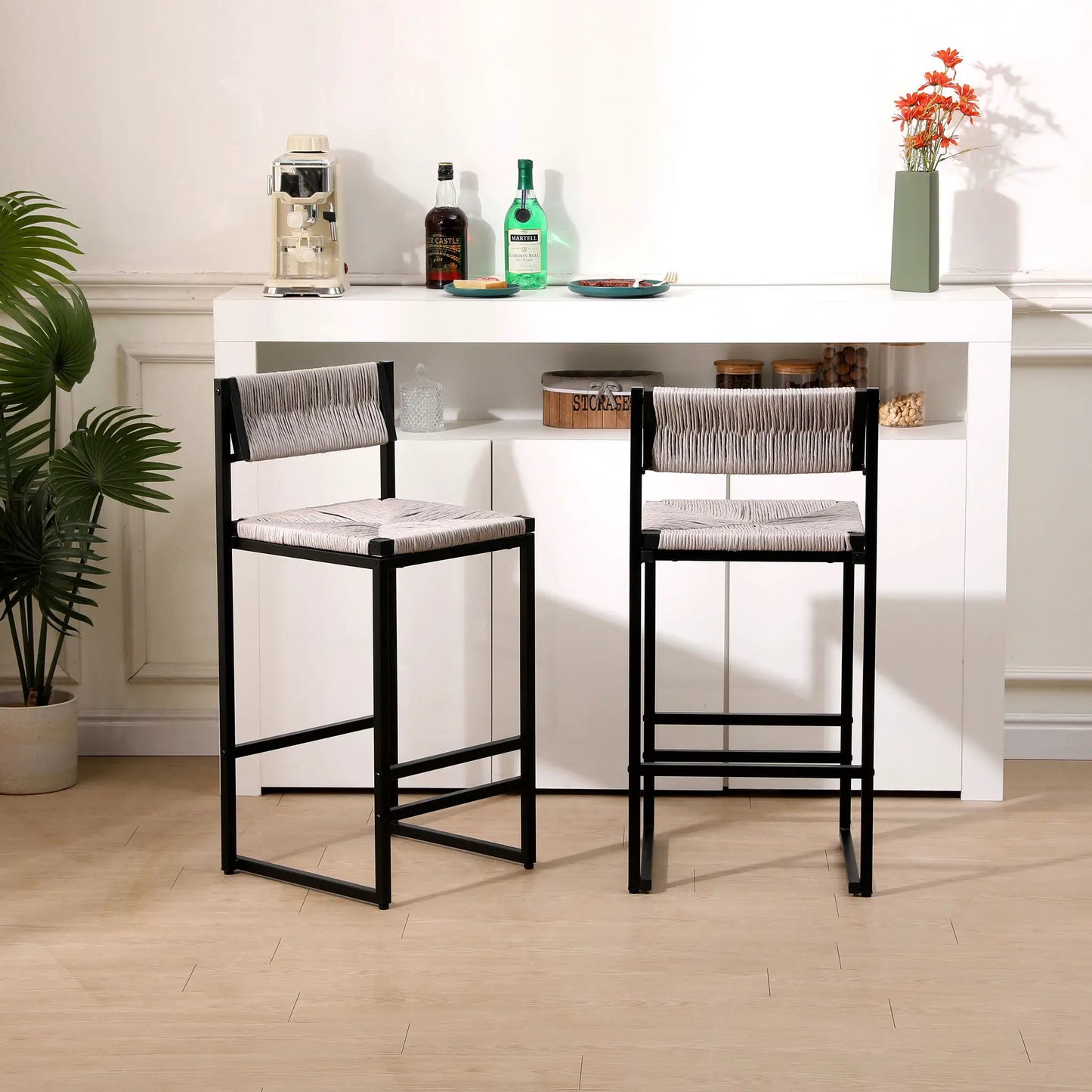 Bar Stools Paper Rope Weave Dining Chairs