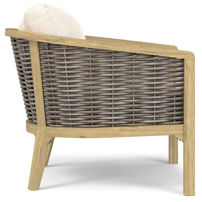 Parkside outdoor conversation chair set of 2 in natural wood with woven gray-brown wicker on Tampa Home & Garden Store