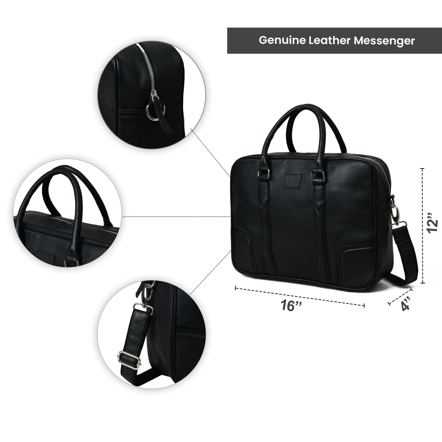 Texas Black Leather Briefcase - Tampa Home & Garden Store