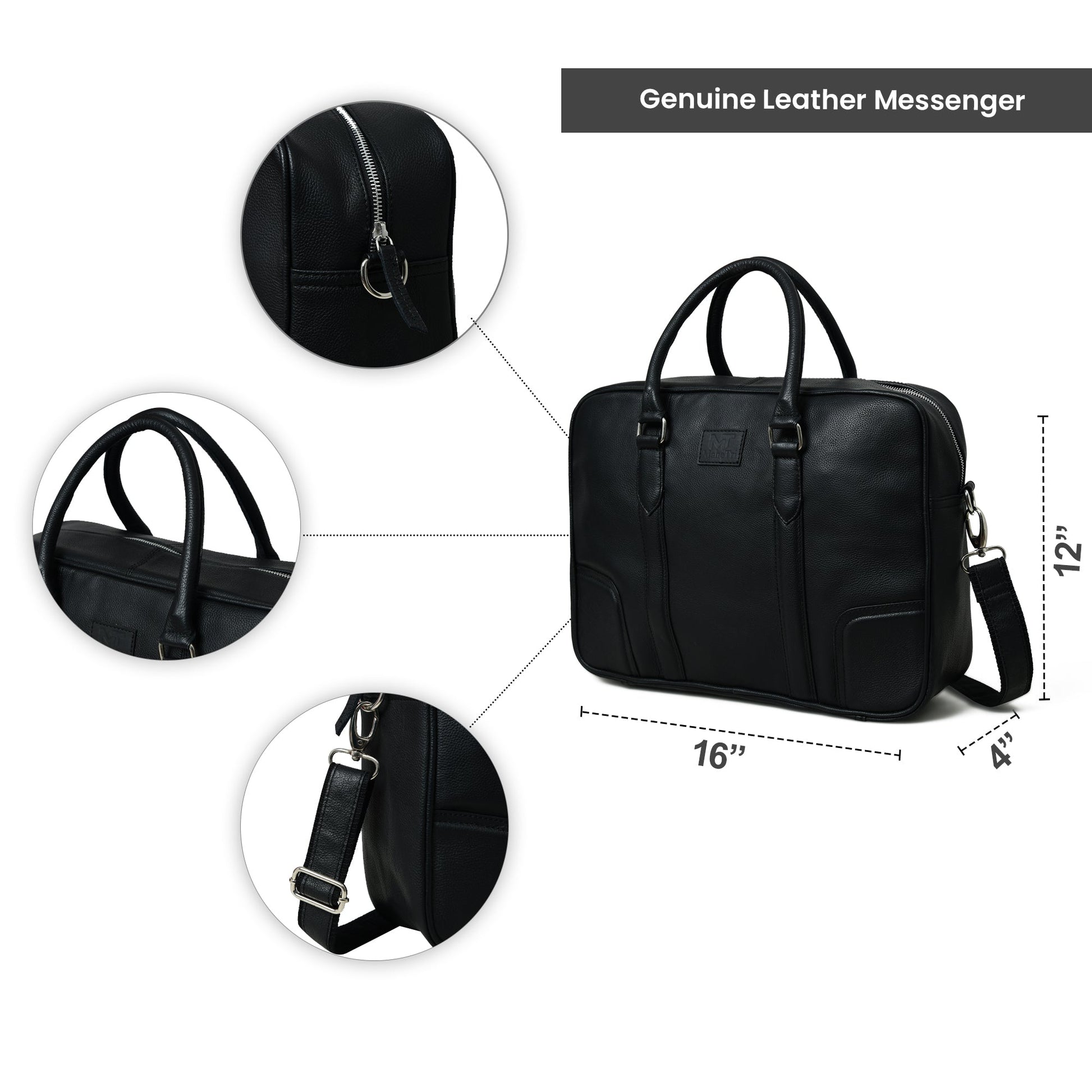 Texas Black Leather Briefcase - Tampa Home & Garden Store