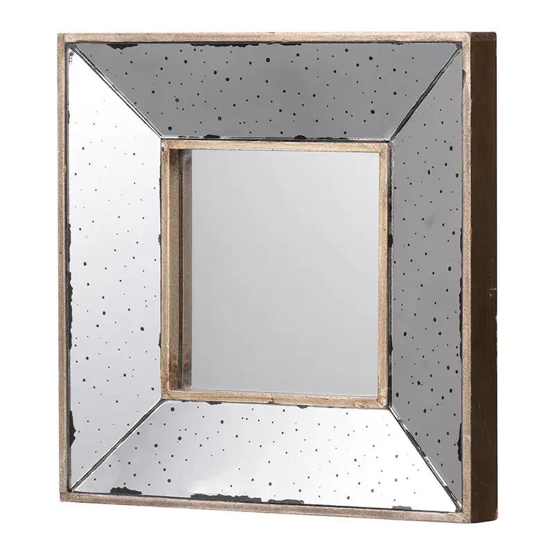 Distressed accent wall mirror with traditional wooden frame and speckled border for living room on Tampa Home & Garden Store
