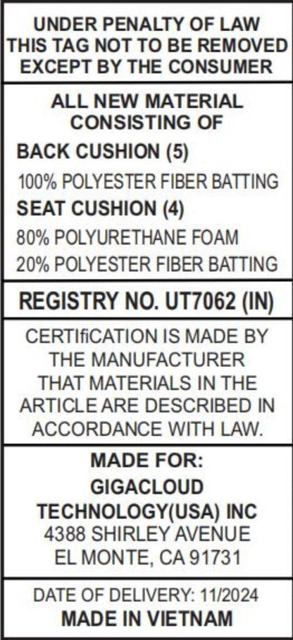 TOPMAX Outdoor 5-Piece Wood Sectional label: back cushions 100% polyester; seat cushions foam batting on Tampa Home & Garden Store