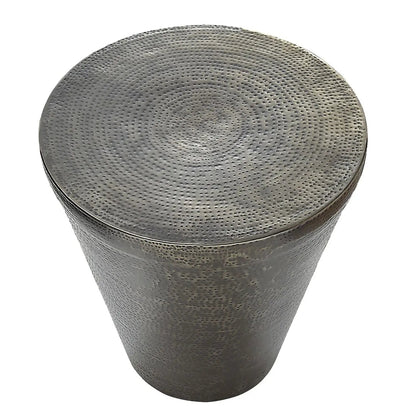 Drum accent side table hammered metal gray by Unique Piece Furniture on Tampa Home & Garden Store