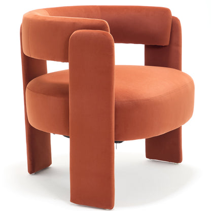 Single velvet orange accent chair with rounded arms for living room by HouseOfZazla on Tampa Home & Garden Store