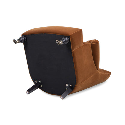 Eloise 30in Pleated Sock Armchair burnt orange velvet back view with black panel on Tampa Home & Garden Store on Tampa Home & Garden Store