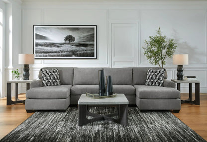 Birkdale Court stationary sectional in gray fabric with black legs by Unique Piece Furniture on Tampa Home & Garden Store