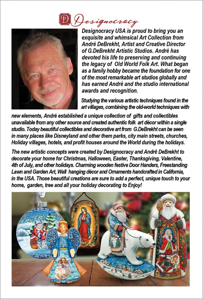 G.DeBrekht Santa with Reindeer hand-painted sculpted Christmas ornament on Tampa Home & Garden Store