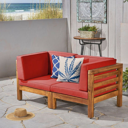 Oana 2-Piece Loveseat Set with Water-Resistant Cushions in red outdoor seating by HouseOfZazla on Tampa Home & Garden Store