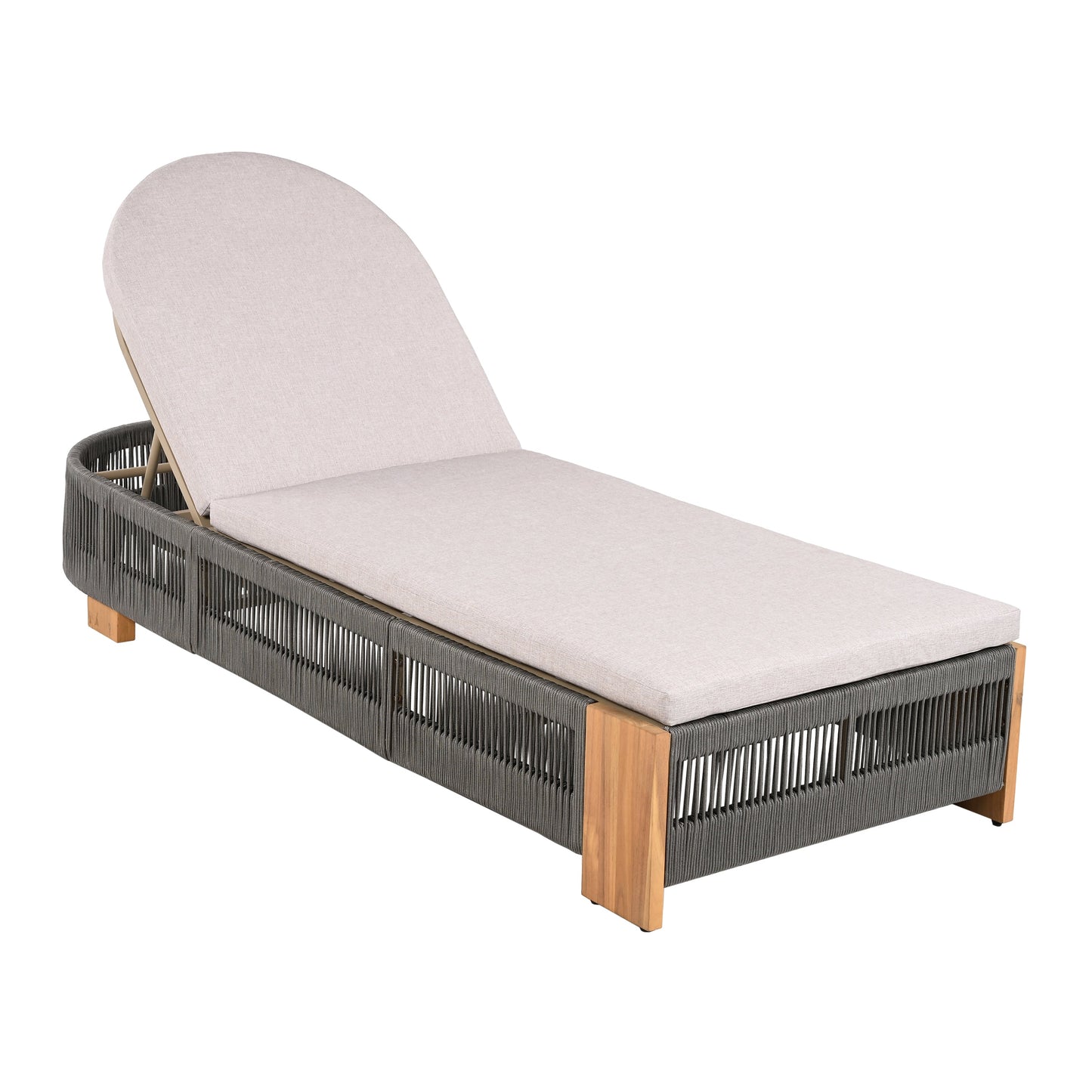 Acacia Wood Adjustable Lounge Chair Set of 4 Grey
