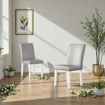 Upholstered Dining Chairs High Back Design Set 2