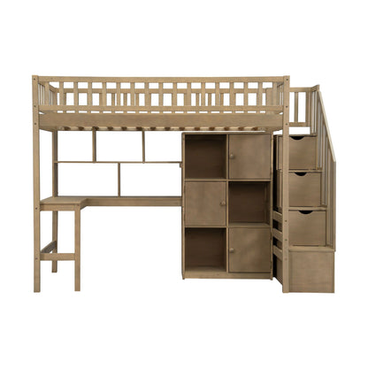 Loft bed with L-shaped desk and stairs by HouseOfZazla on Tampa Home & Garden Store