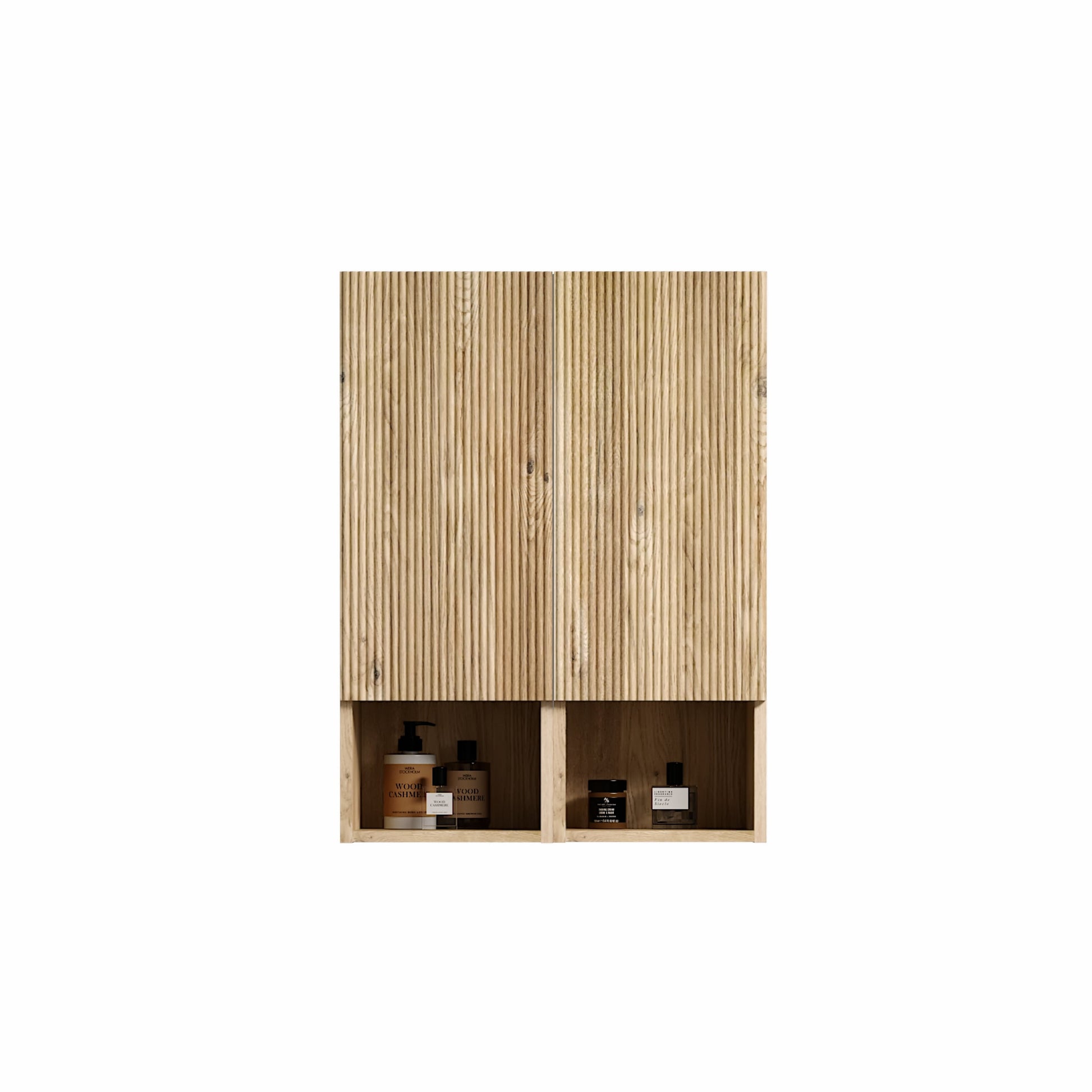 Abay Home Chic Striped Texture Bathroom Storage Cabinet by HouseOfZazla, light wood on Tampa Home & Garden Store