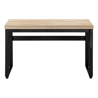 Adjustable standing computer desk with natural wood top and black metal frame on Tampa Home & Garden Store