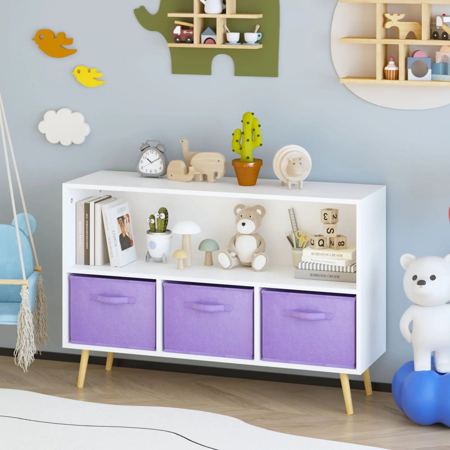 Bookcase with Collapsible Drawers Book Display
