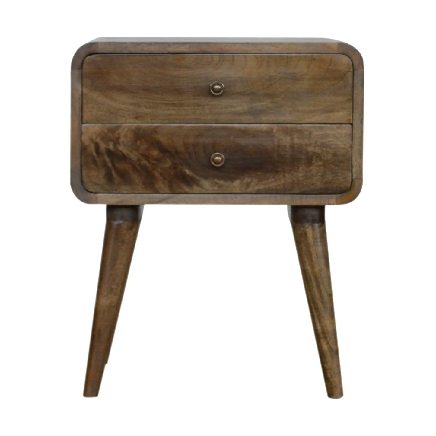 Curved Nightstand Table in Solid Mango Wood