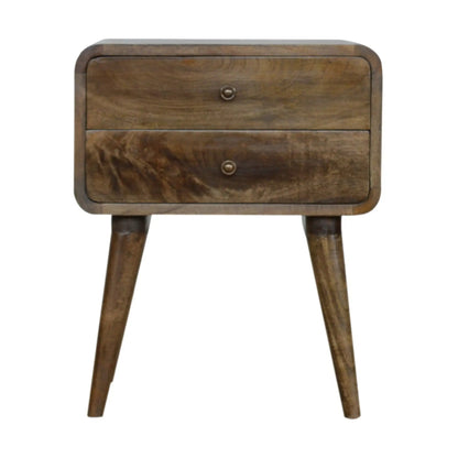 Curved Nightstand Table in Solid Mango Wood