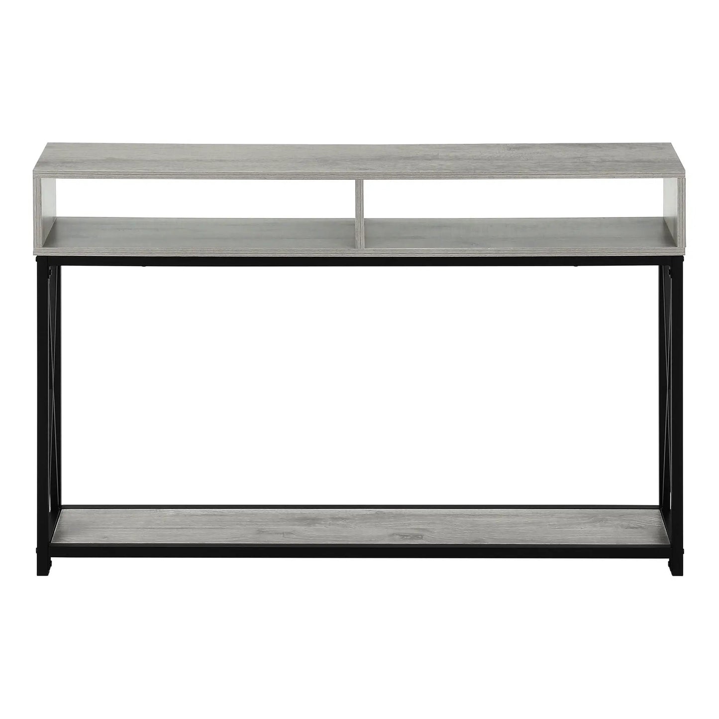 Accent console table in wood with open shelf on black metal frame Unique Piece Furniture on Tampa Home & Garden Store