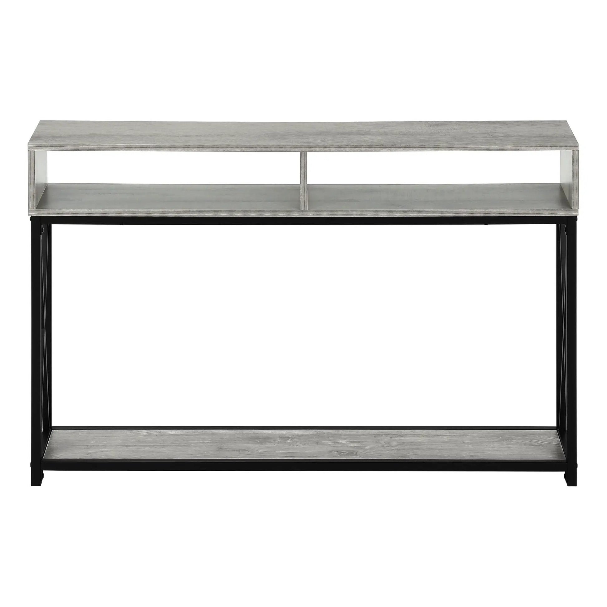 Accent console table in wood with open shelf on black metal frame Unique Piece Furniture on Tampa Home & Garden Store