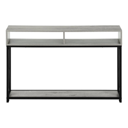 Accent console table in wood with open shelf on black metal frame Unique Piece Furniture on Tampa Home & Garden Store