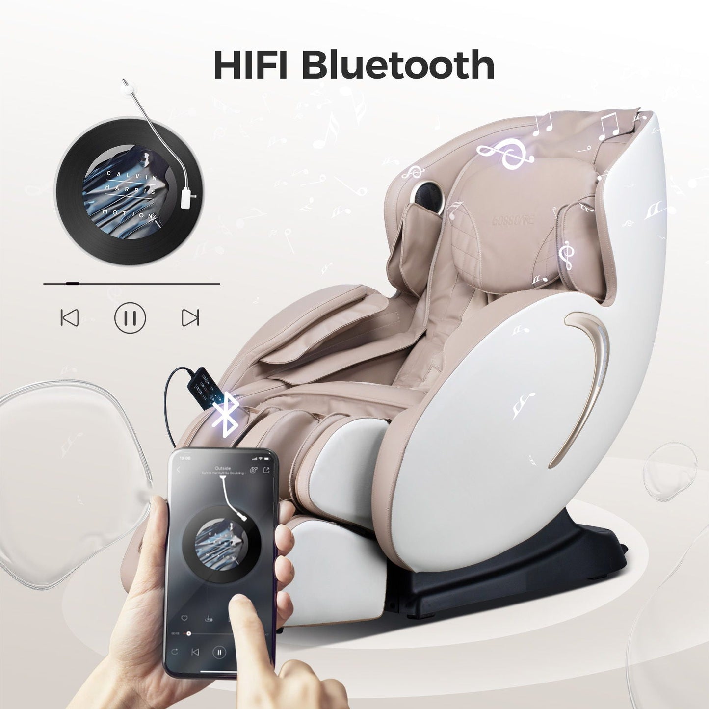 Bosscare 3D Zero Gravity Massage Chair beige Shiatsu recliner with app by HouseOfZazla on Tampa Home & Garden Store