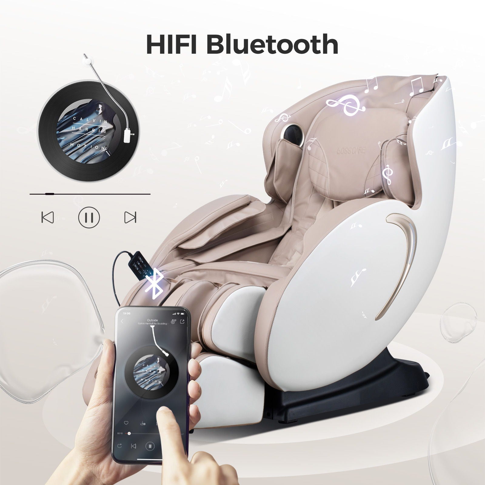 Bosscare 3D Zero Gravity Massage Chair beige Shiatsu recliner with app by HouseOfZazla on Tampa Home & Garden Store
