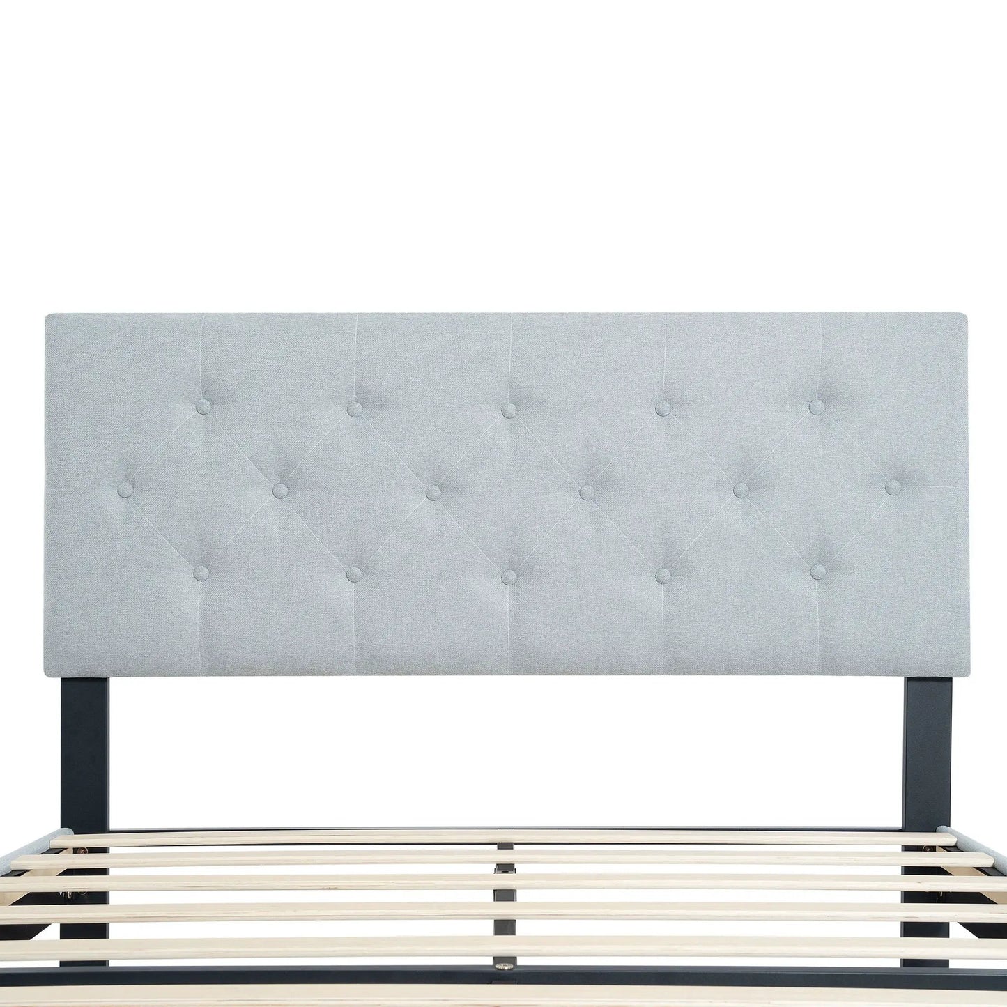 Modern Upholstered Platform Bed Tufted Headboard