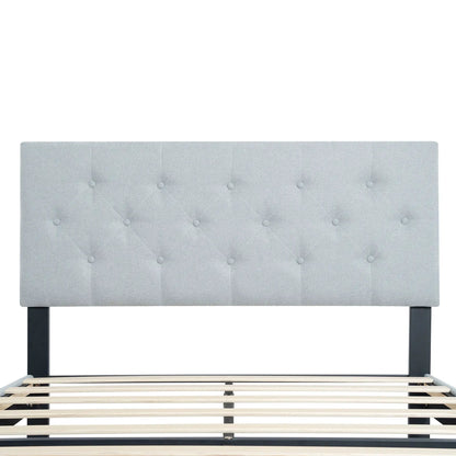 Modern Upholstered Platform Bed Tufted Headboard