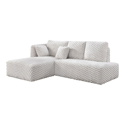 Manya Sectional Sofa Ivory with boucle textured upholstery and plush cushions on Tampa Home & Garden Store