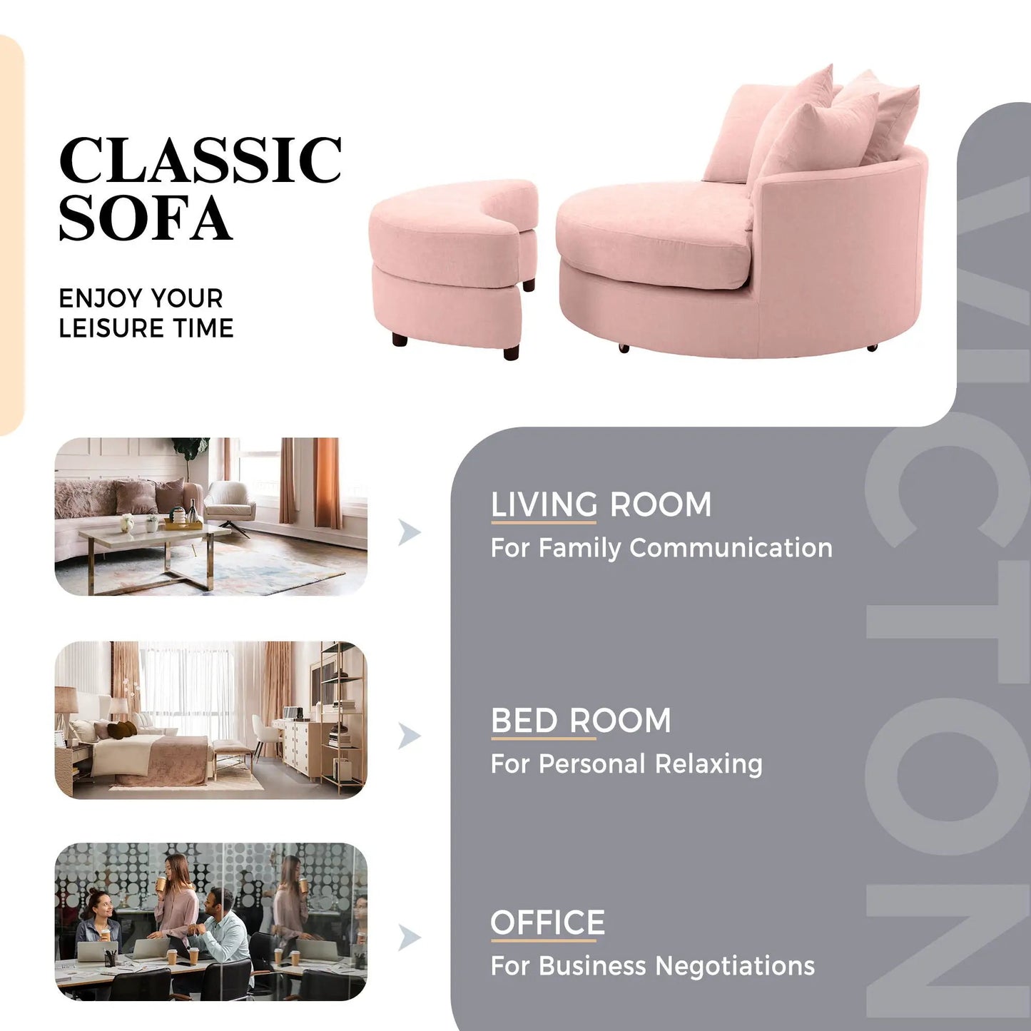 360° Swivel Accent Barrel Chair with Storage Ottoman pink upholstery Unique Piece Furniture on Tampa Home & Garden Store