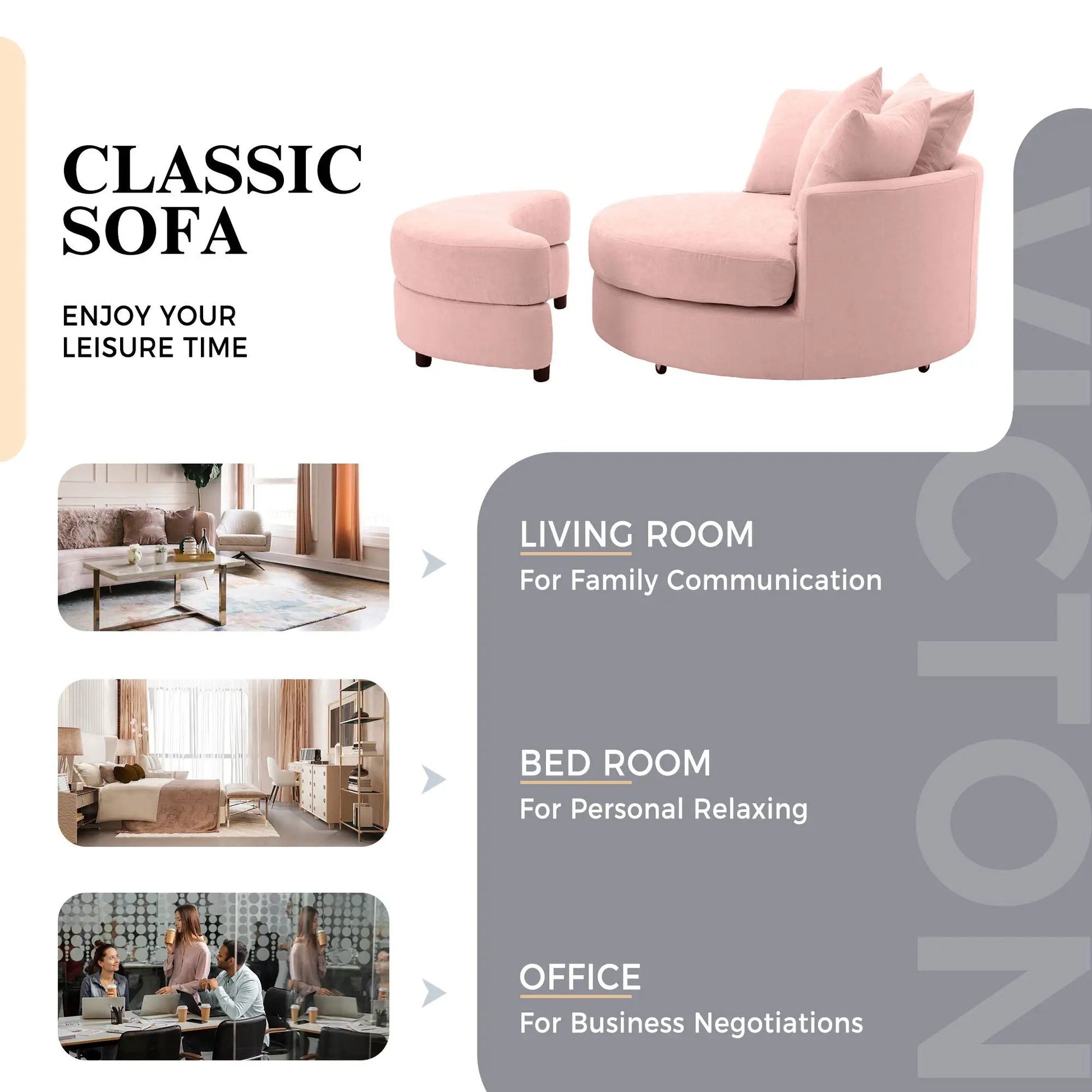 360° Swivel Accent Barrel Chair with Storage Ottoman pink upholstery Unique Piece Furniture on Tampa Home & Garden Store