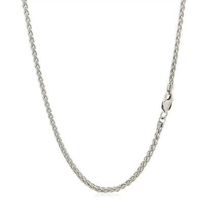 2.1mm 14k White Gold Round Wheat Chain Necklace with lobster clasp on Tampa Home & Garden Store