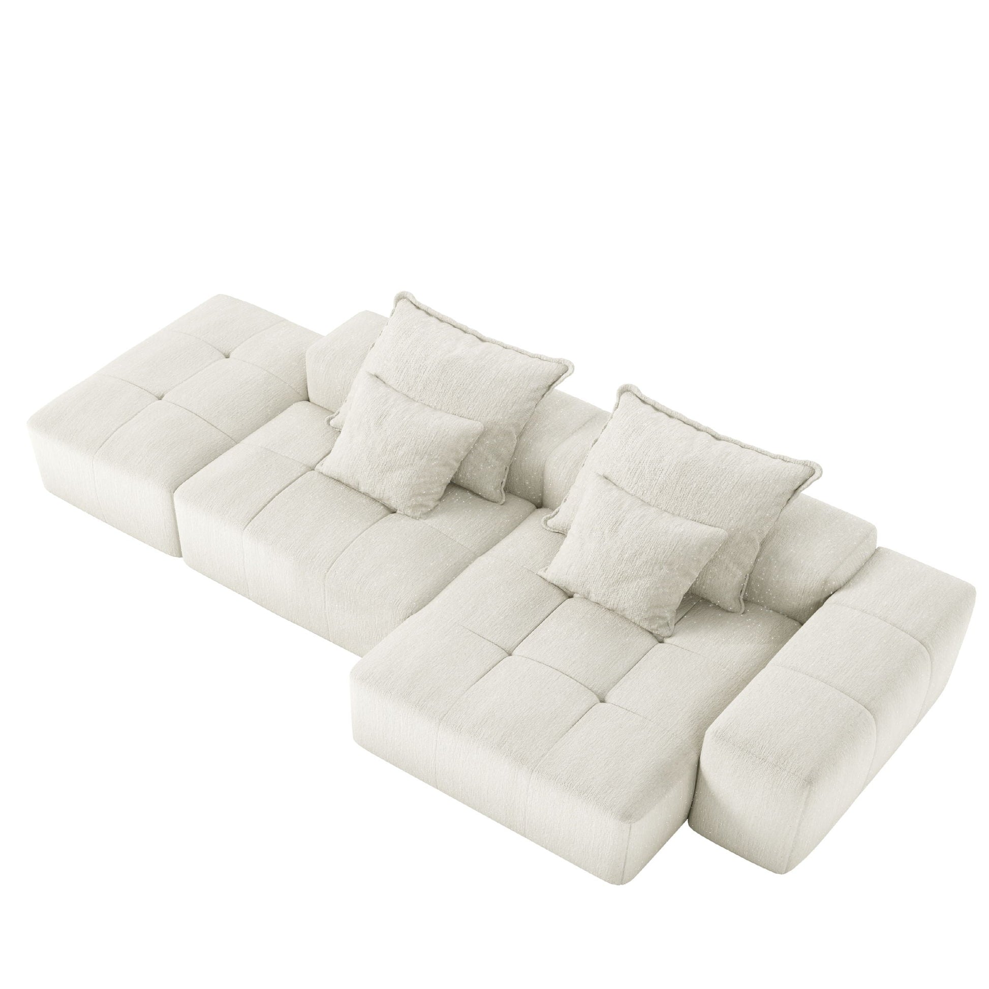 Modern oversized DIY modular sectional sofa with pillows in beige fabric by HouseOfZazla on Tampa Home & Garden Store
