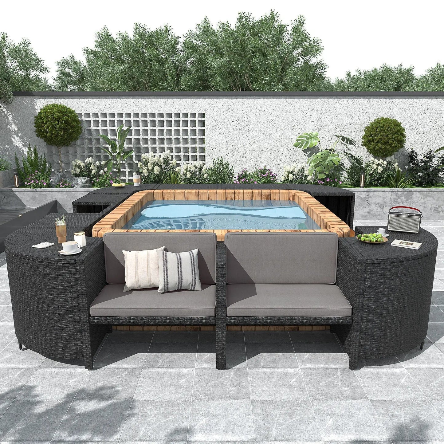 Spa Surround Outdoor Rattan Sectional Sofa Set