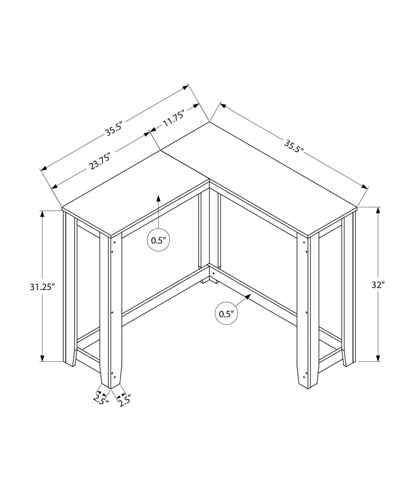 Corner Accent Console Table for Entryway, Modern
