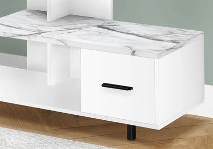 TV stand white with marble top, drawer storage, contemporary console by Unique Piece Furniture on Tampa Home & Garden Store