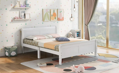 White platform bed frame with headboard footboard slat foundation Unique Piece Furniture on Tampa Home & Garden Store