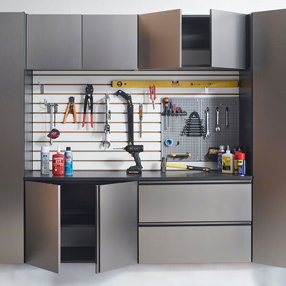 Dark gray wall mounted garage cabinet with extra deep storage Nova Series by HouseOfZazla on Tampa Home & Garden Store