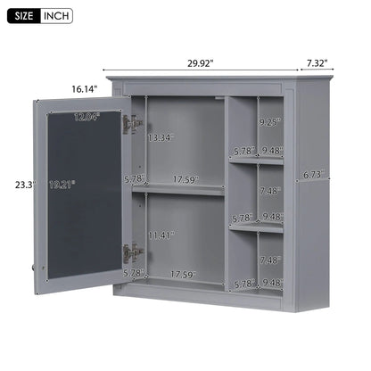 Wall Mounted Cabinet With Mirror and Open Shelves