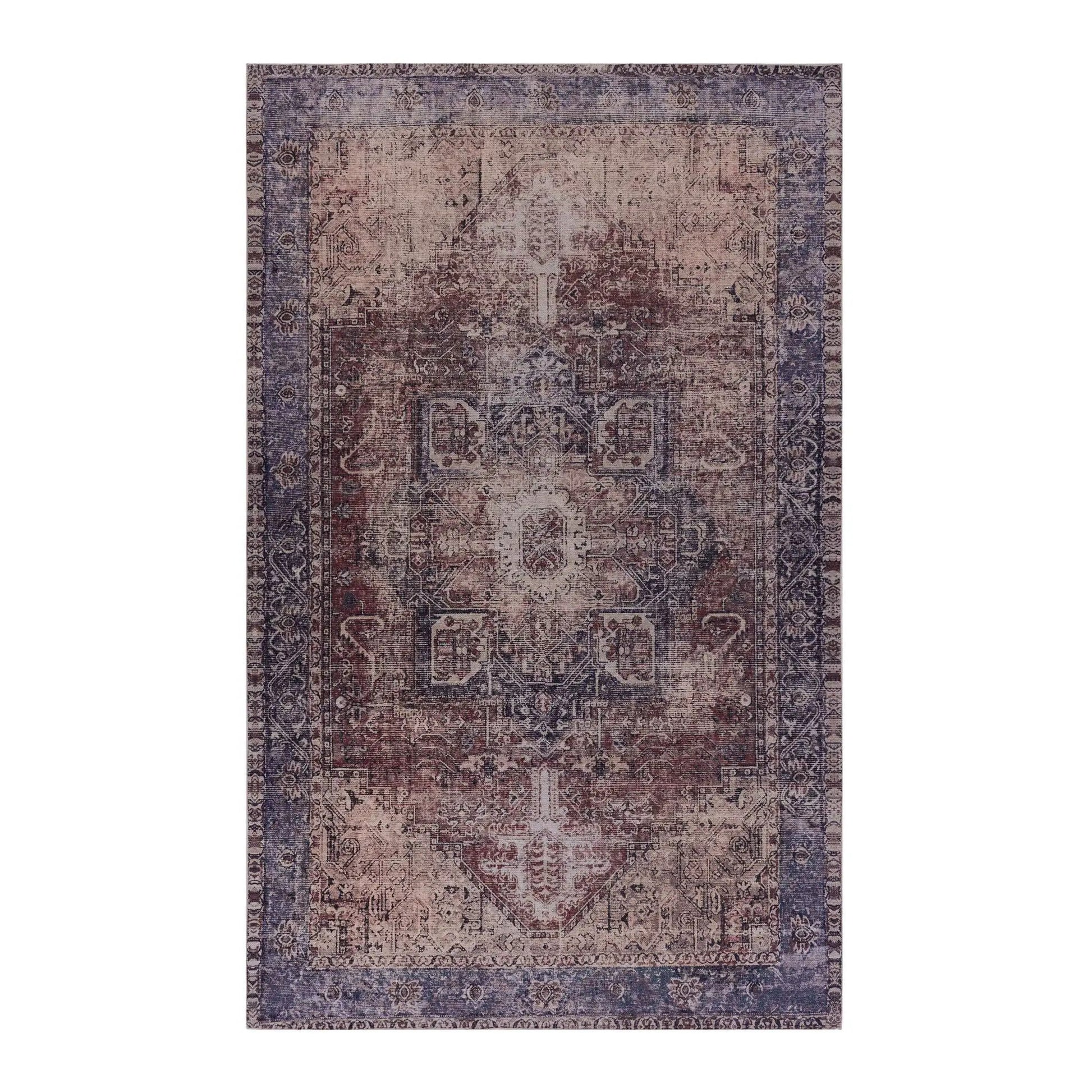 Maval Area Rug Washable by Unique Piece Furniture in vintage distressed red blue on Tampa Home & Garden Store