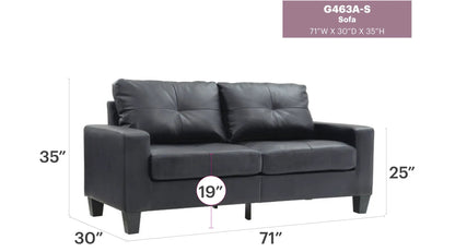 Newbury modular sofa black leather by Unique Piece Furniture, 71W x 30D x 35H on Tampa Home & Garden Store