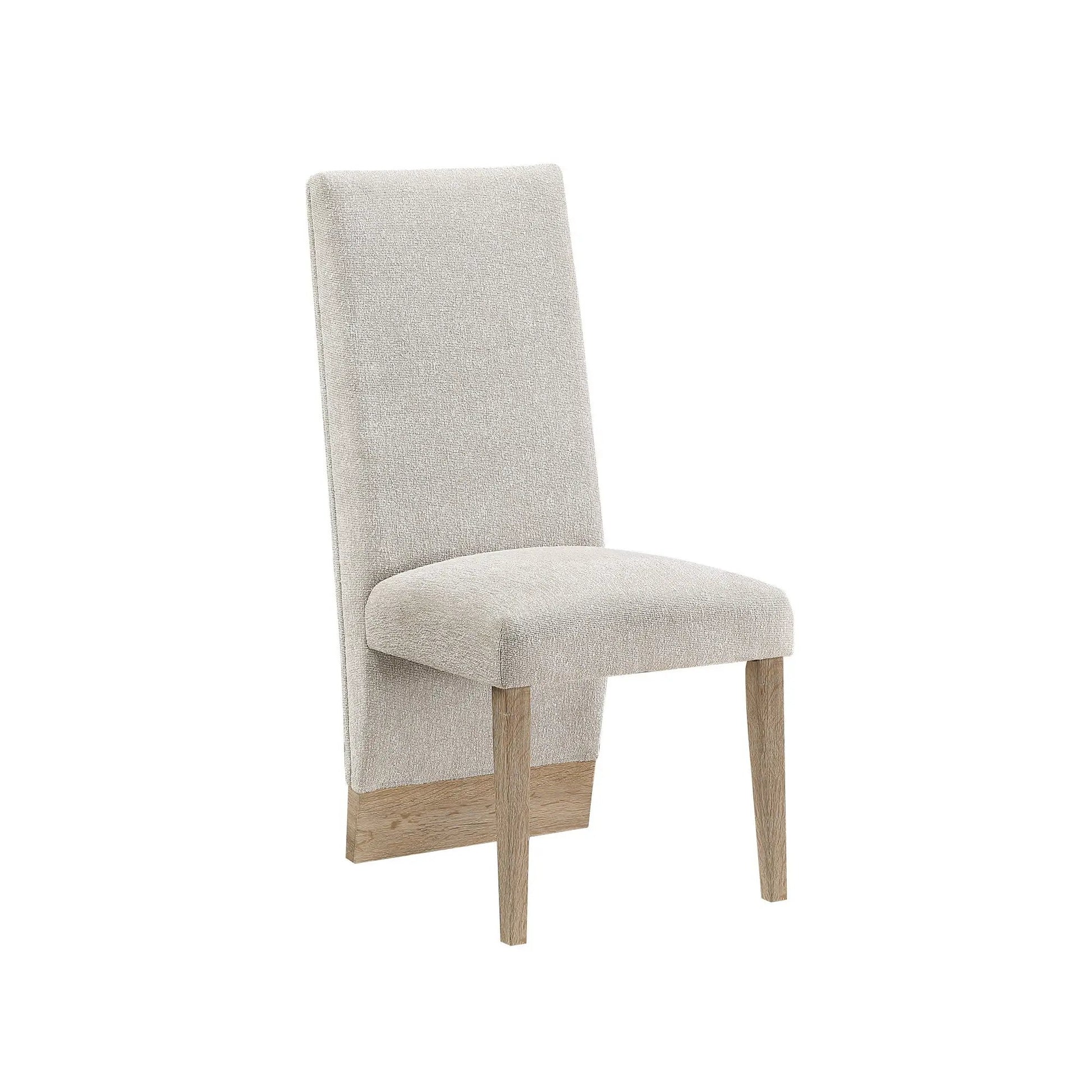 Stacey Contemporary Dining Chair beige fabric upholstery with natural wood legs on Tampa Home & Garden Store
