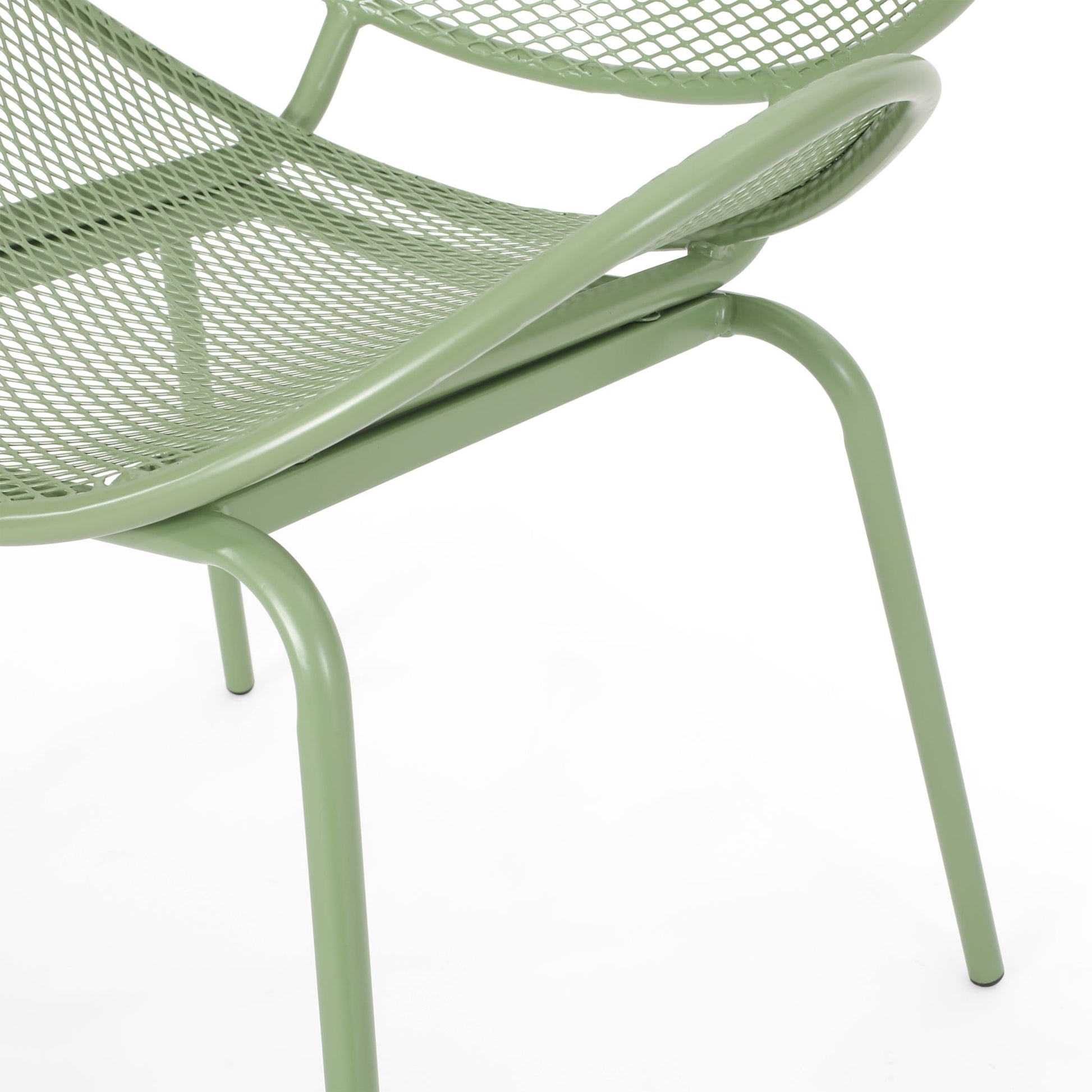 Elba Contemporary Armless Outdoor Chair green metal mesh patio seating HouseOfZazla on Tampa Home & Garden Store