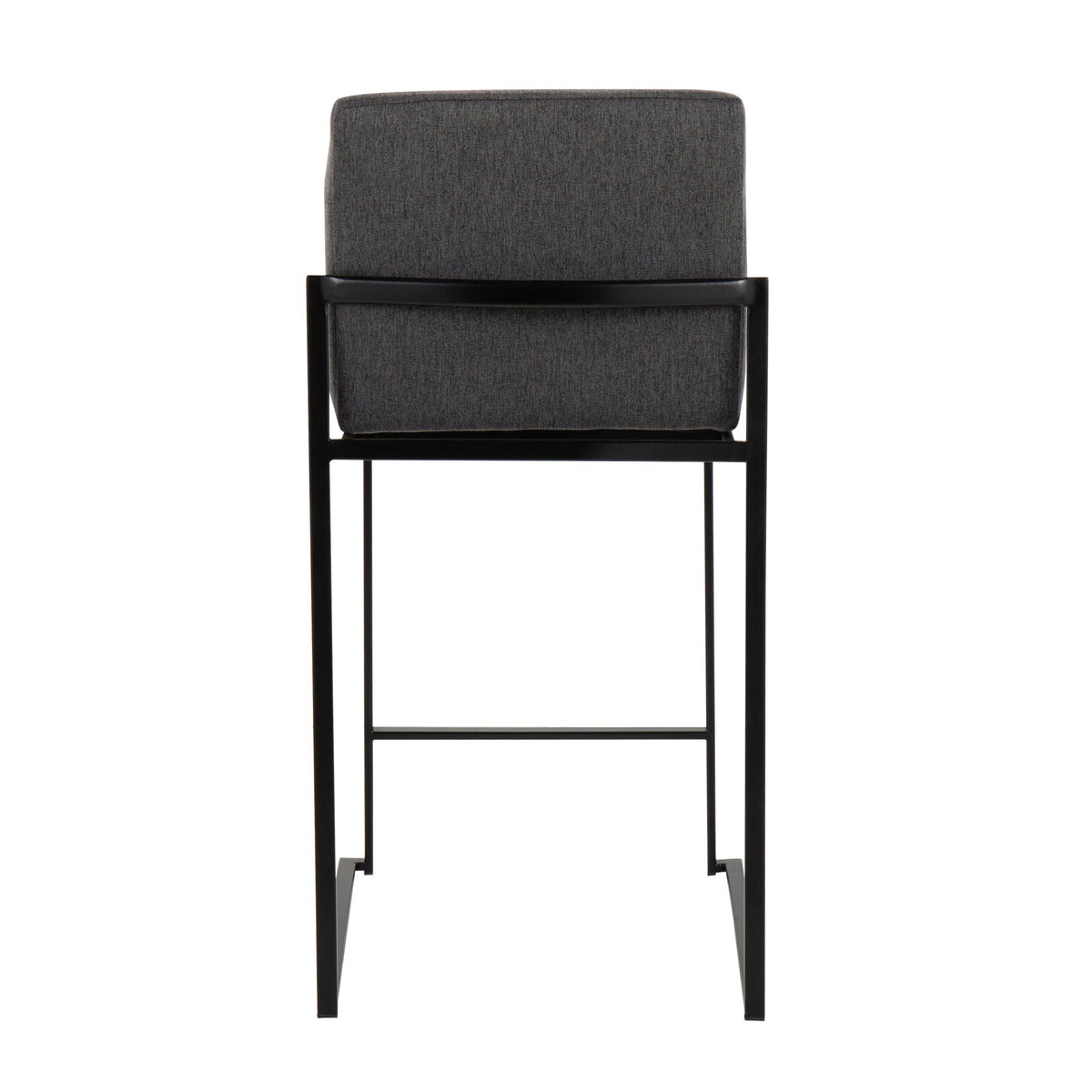 Fuji high back counter stool in charcoal grey fabric with black metal frame by HouseOfZazla on Tampa Home & Garden Store