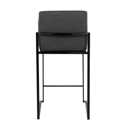 Fuji high back counter stool in charcoal grey fabric with black metal frame by HouseOfZazla on Tampa Home & Garden Store
