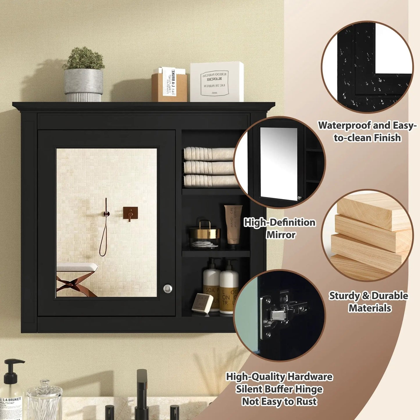 Modern Wall-Mounted Medicine Cabinet with Mirror