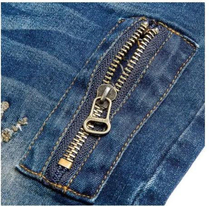Boys' Jeans Korean Style Trousers Loose-fitting Pants blue denim with zipper FLIPSTYLEZLLC on Tampa Home & Garden Store