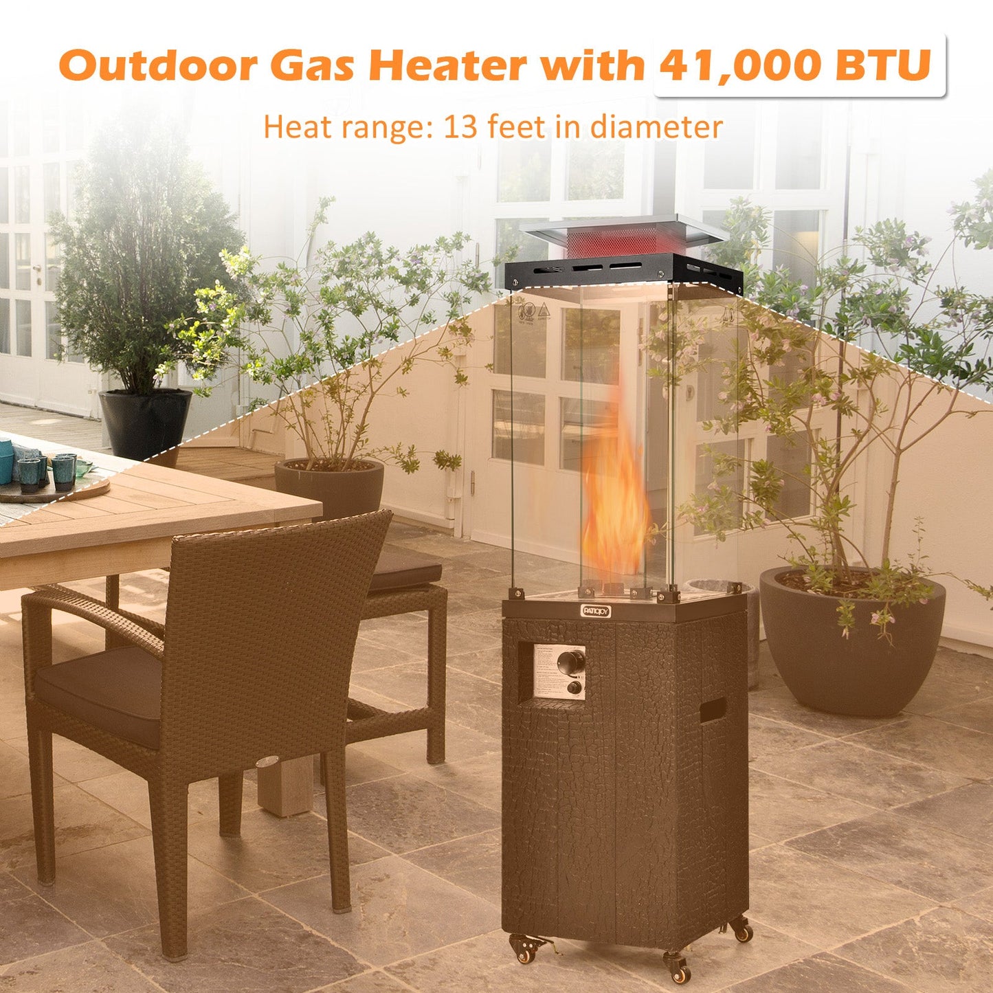 Calentador de patio de propano de 41 000 BTU con capota metálica - Negro